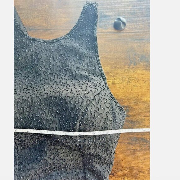 Cassandra Stone Fully Beaded Black Blue Ombre Silk Evening Gown - Size 2 - Picture 7 of 11